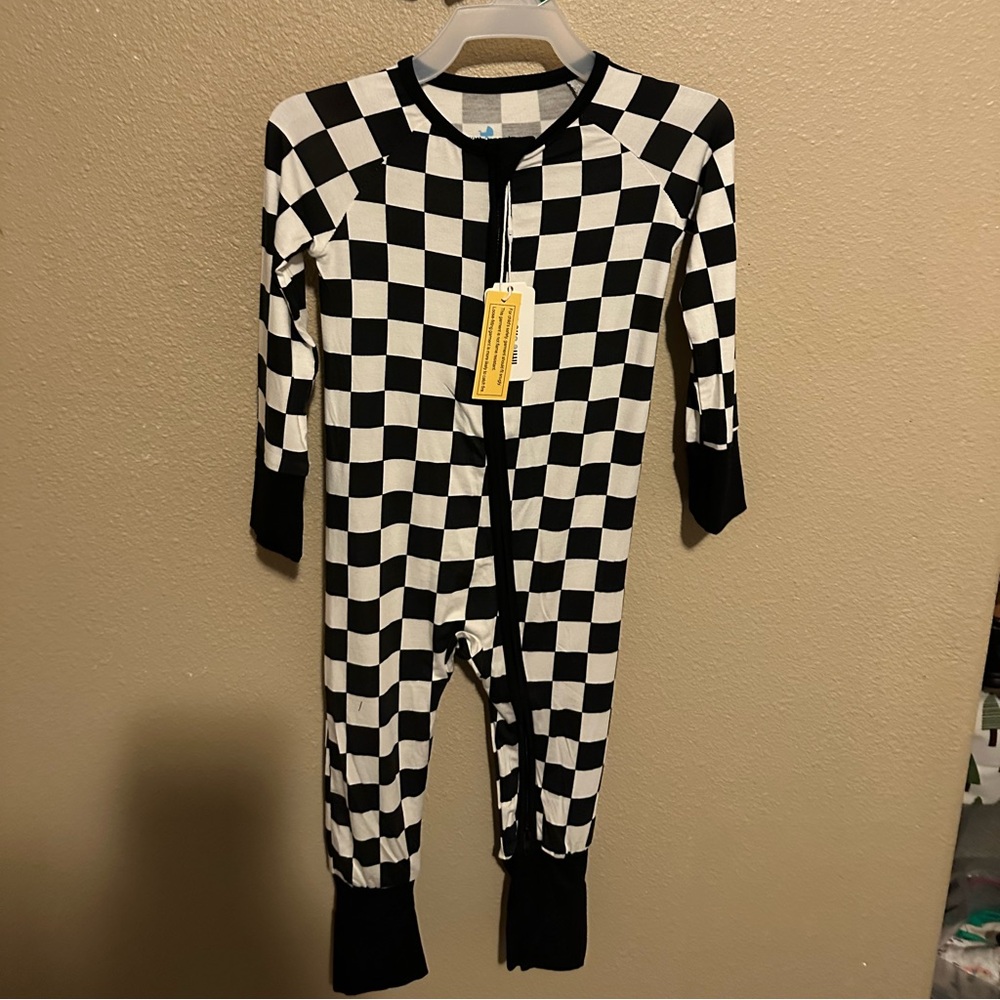NWT Little One Shop Co. bamboo checkered sleeper 12/18mo
